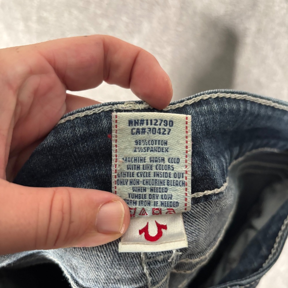 Vintage True Religion Womens Jeans Size 28 Dark Wash USA Rhinestone Embellished - Picture 4 of 16